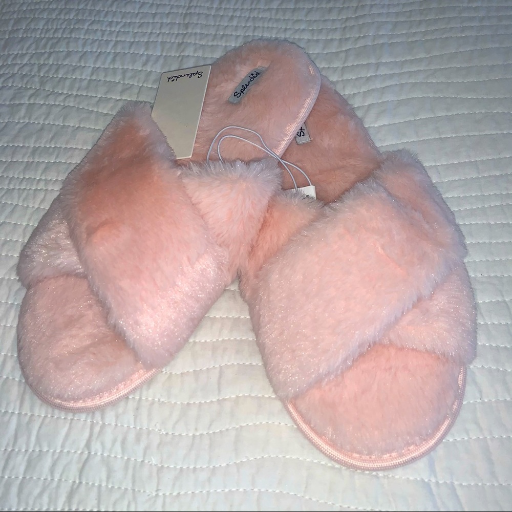 NWT Splendid Faux Fur Crisscross Slippers